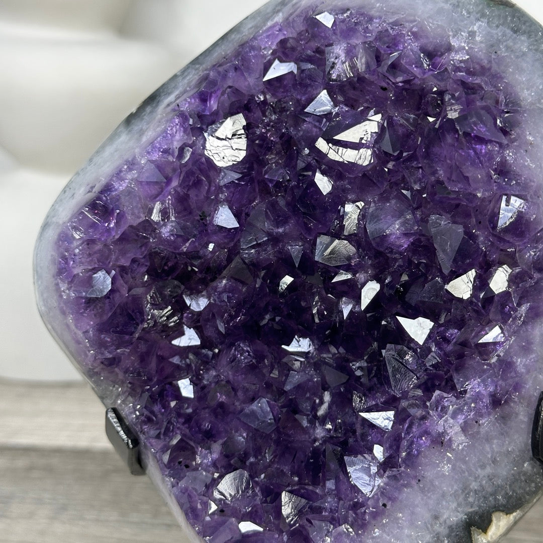 Amethyst Geode on Metal Stand with Unique Shinny Crystals - MWS3312