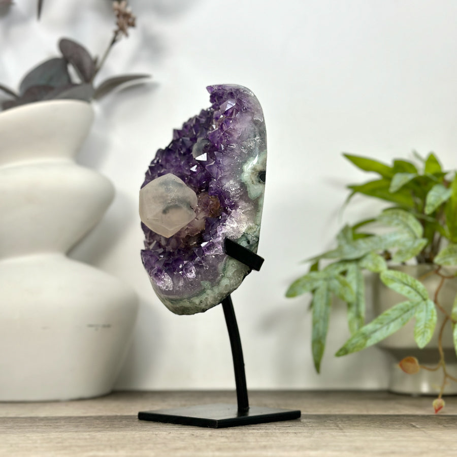 Uruguayan Amethyst Cluster with Calcite Formation and Jasper Shell - MWS3204