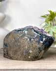 Deep Purple Amethyst Geode with Calcite Crystal - STGE0096