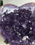 Natural Uruguayan Amethyst Heart Carving with Metal Stand - HST0292