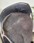 Blue Agate Geode with Druzy Crystals - Metal Stand included - MWS3347