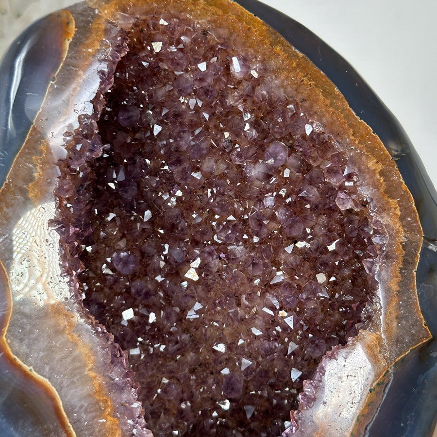 Natural Amethyst &amp; Agate Geode with Beautiful Yellow Banding - MWS1529