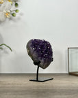 Natural Amethyst Crystal Heart, Metal Stand Included - HST0324