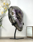 Rare Large Amethyst Geode with Quartz Shell & Black Hematite Calcite Inclusion - MWS2535