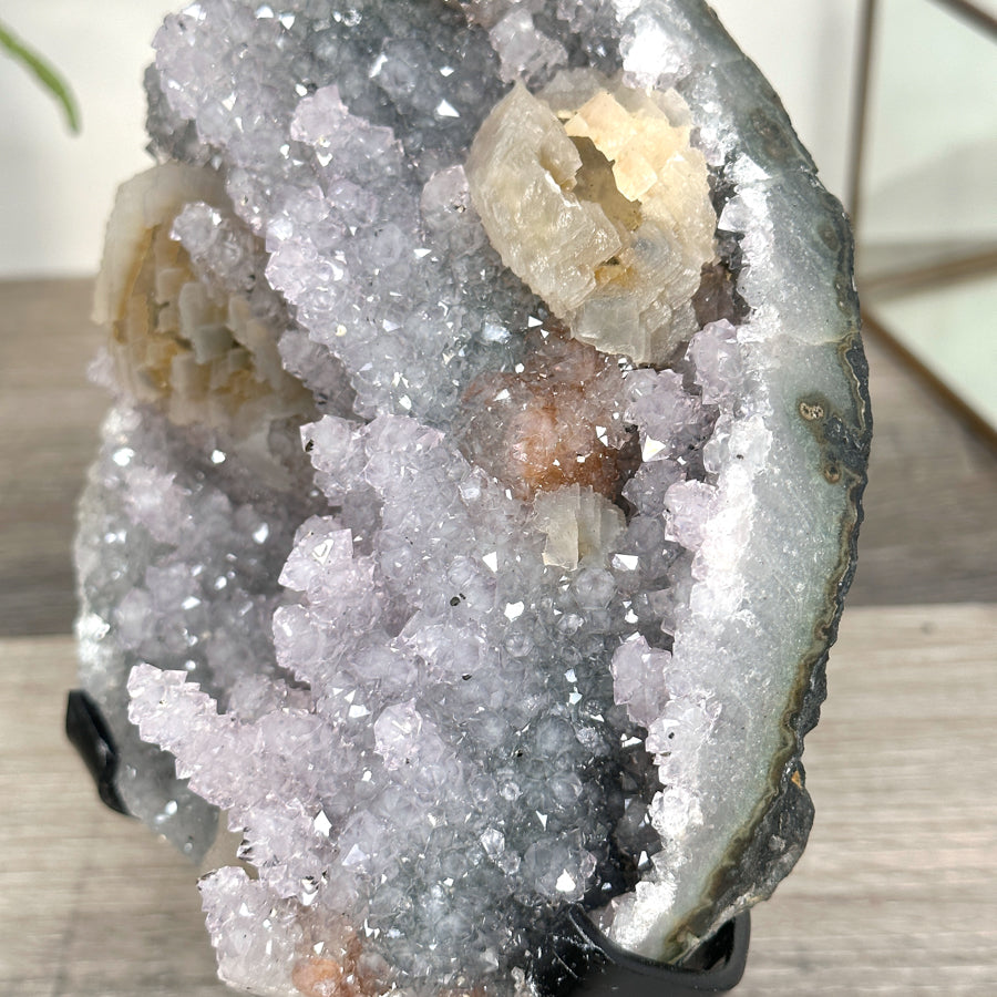 Amethyst and Calcite Crystal Cluster with stalctite Formations on Stand - MWS2607
