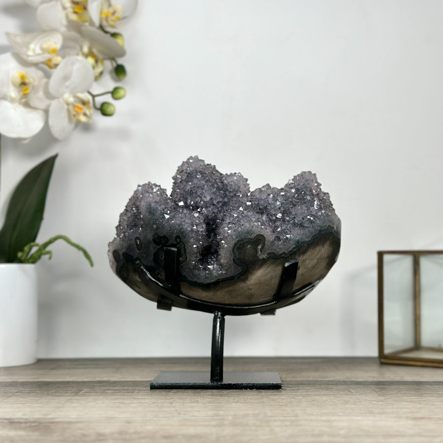Natural Amethyst Crystal Formation on Handmade Metal Stand - MWS2789