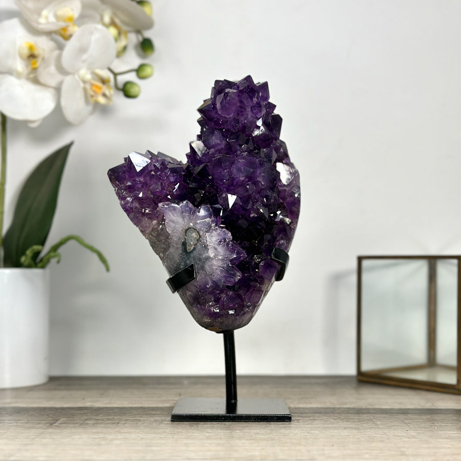 Deep Purple Amethyst Cluster on Metal Stand - MWS2772