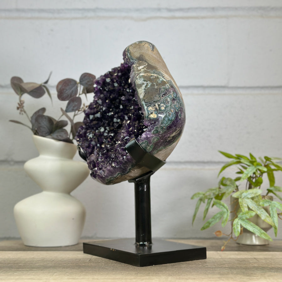 Huge Natural Deep Purple Amethyst Geode on Stand - MWS3142