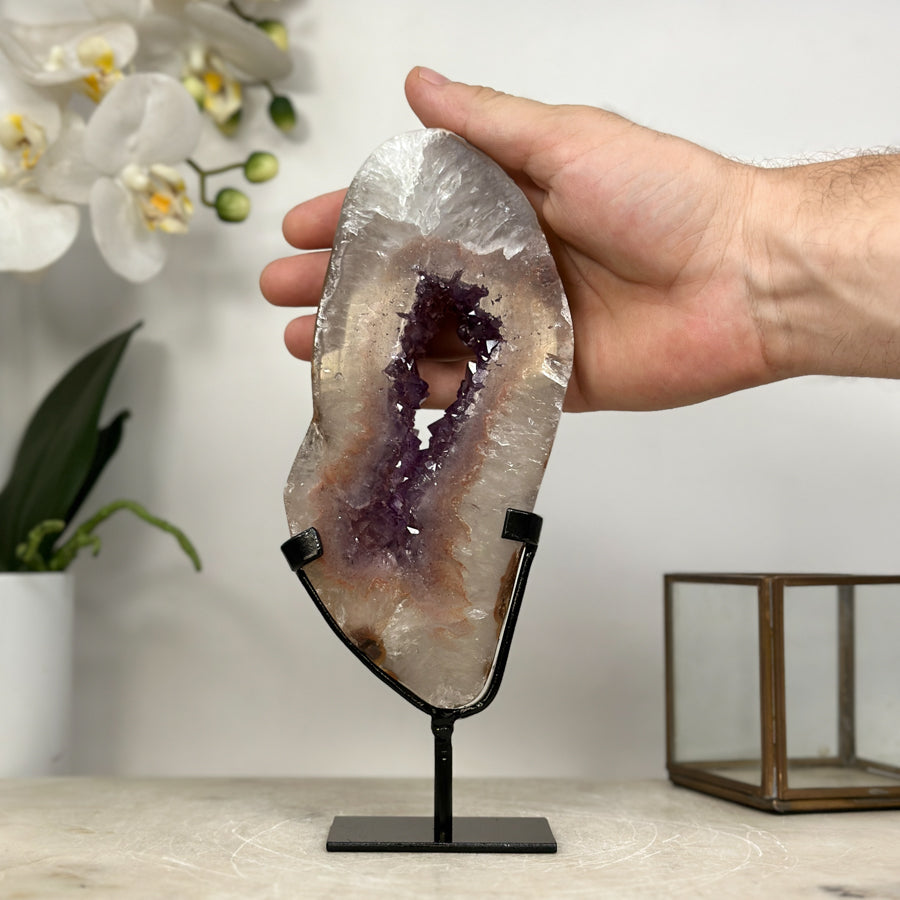 Beautiful Amethyst &amp; Quartz Stone Portal with handmade Stand - MWS1945