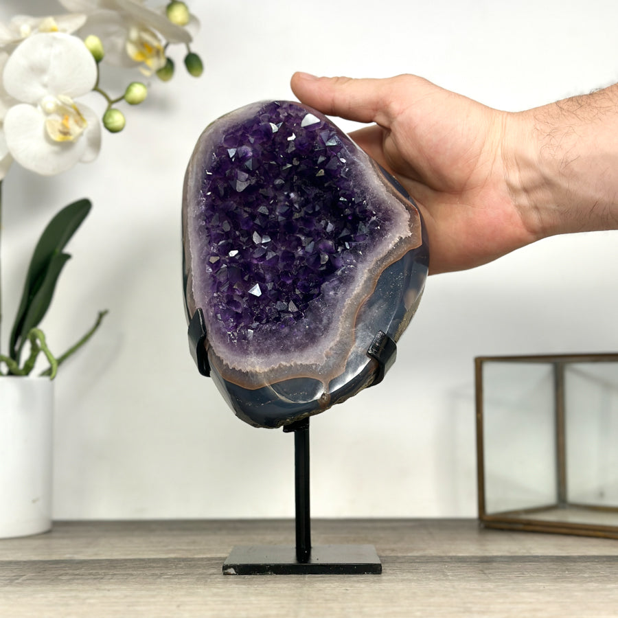 Amethyst Crystal Geode with Natural Agate Shell - MWS2796