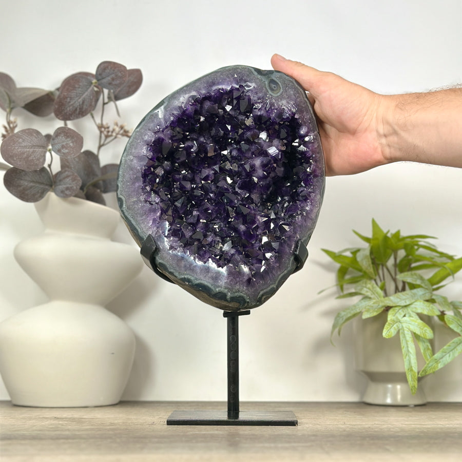 Natural Uruguayan Amethyst Geode with Green Jasper Shell - MWS3087