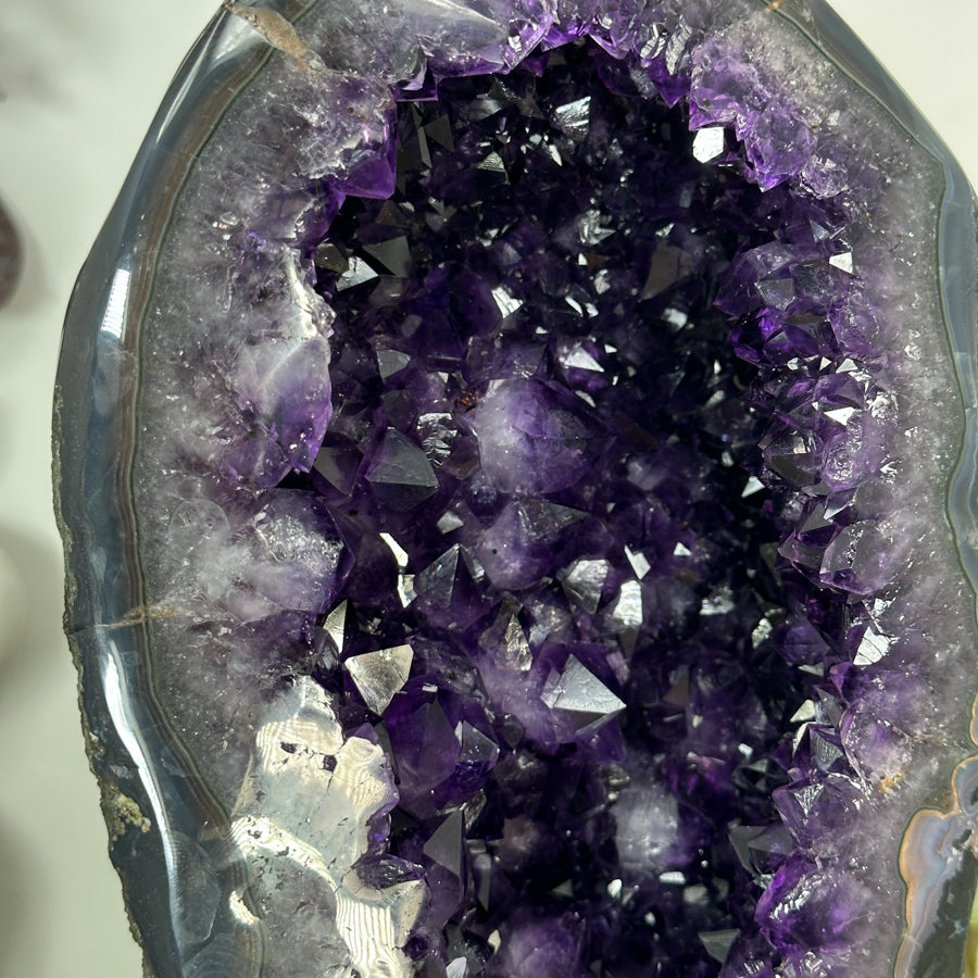 Large Natural Uruguayan Amethyst Geode with blue agate Shell - MWS3091
