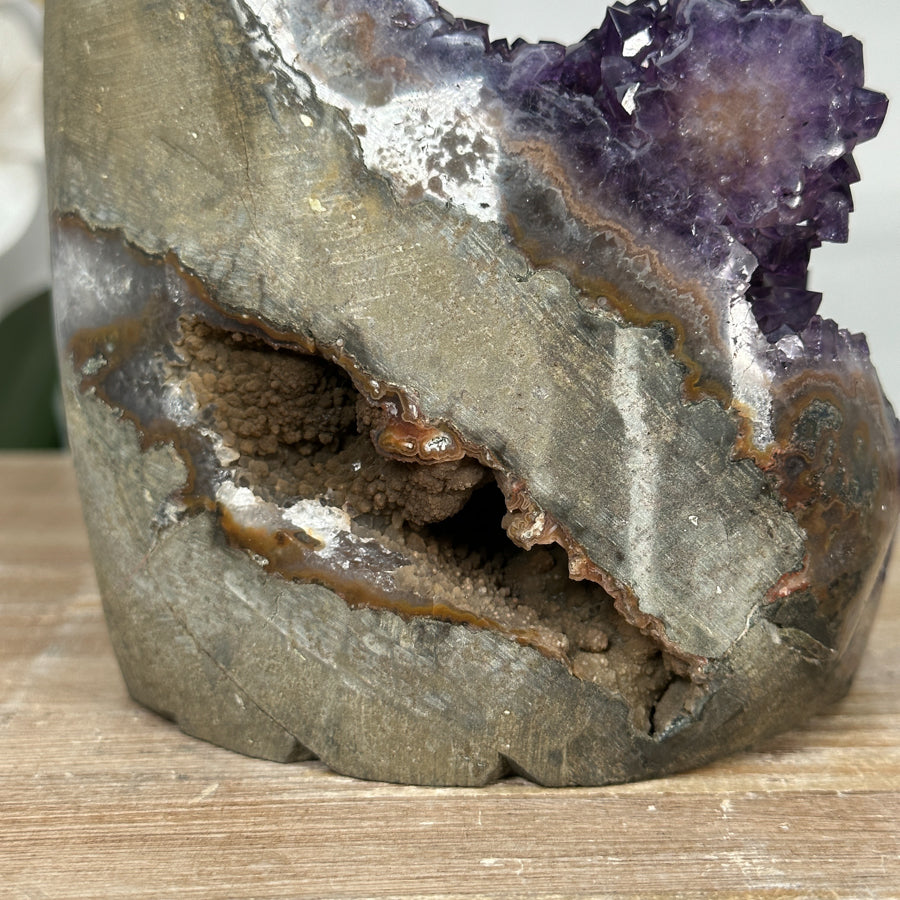 Amethyst Crystal Cluster with Orange Tone Jasper Matrix - CBP1162