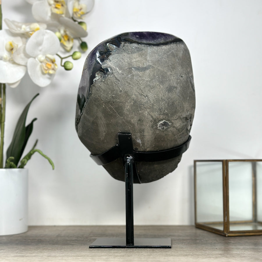 Large Natural Amethyst Crystal Geode on Metal Stand - MWS2461
