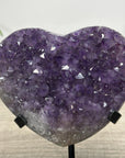 Natural Amethyst Crystal Heart, Metal Stand Included - HST0324