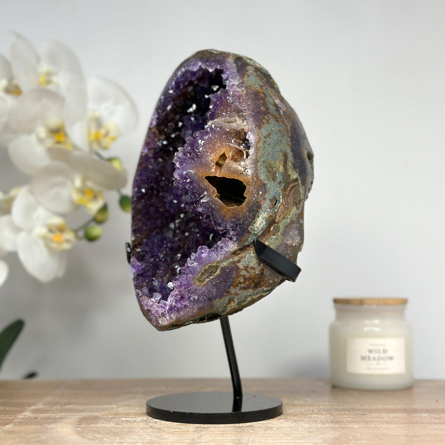 Stunning Natural Amethyst Geode with Pseudocalcite Formation - MWS1418