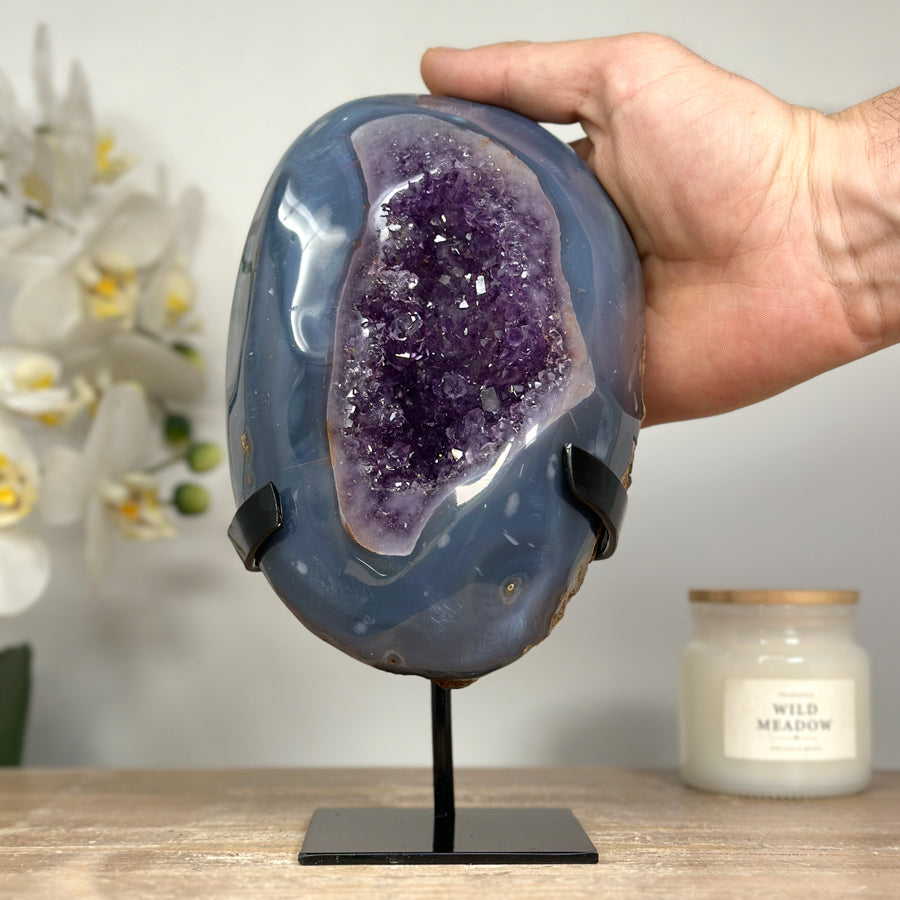 Stunning Blue Agate &amp; Amethyst Geode - MWS1521