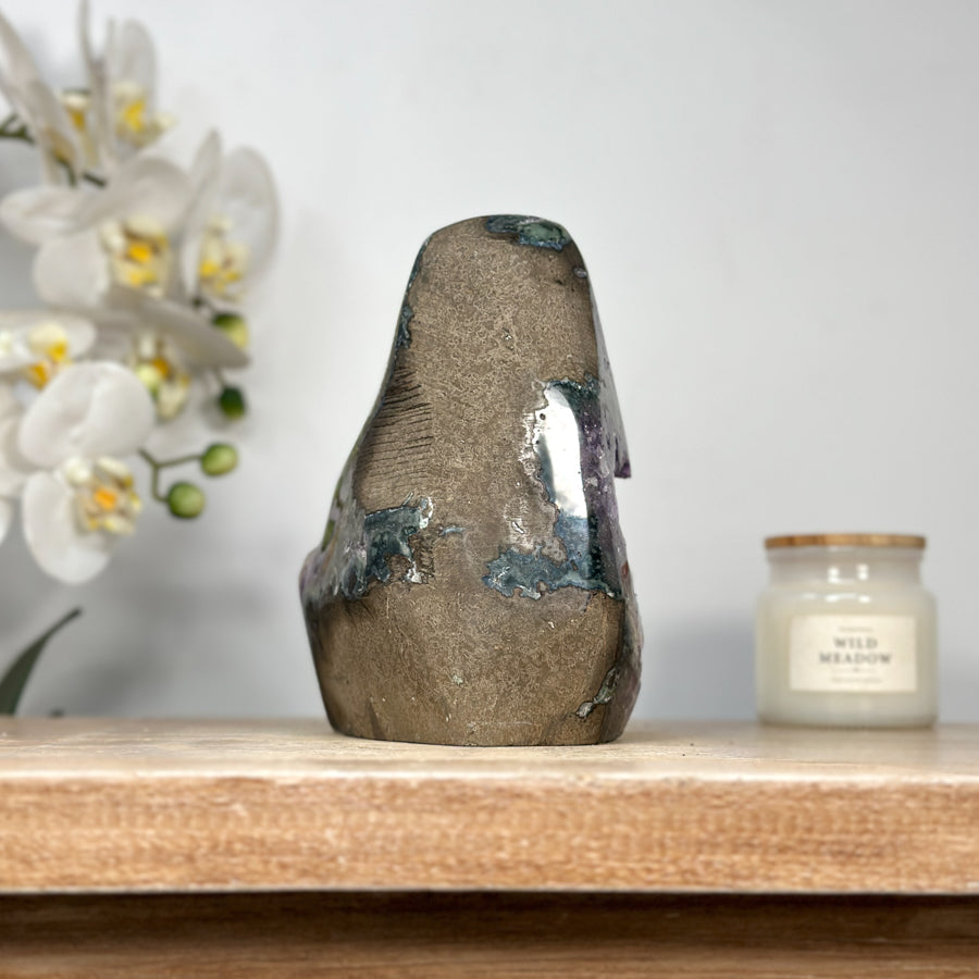 Natural Amethyst Cathedral with Calcite Crystal - CBP1130