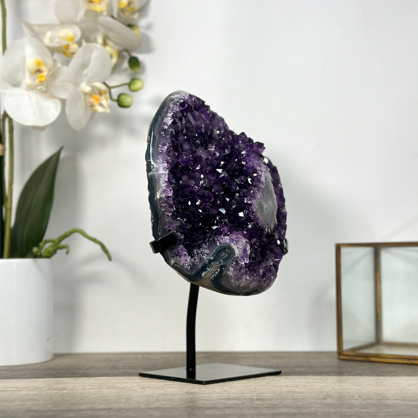 Amethyst Crystal Cluster Geode on Stand for Home Display Decor - MWS2683