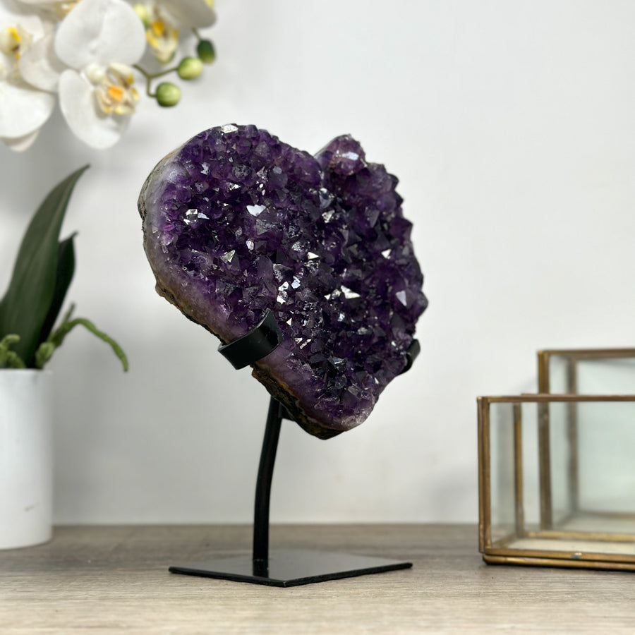 Large Natural Amethyst Stone Heart Carving - HST0294