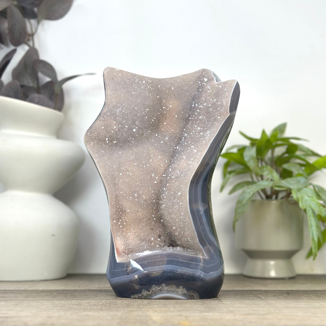 Unique Art Agate &amp; Quartz Geode for Home Decor - Urguayan Statement Piece - CBP1401