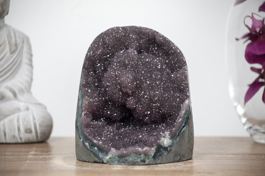 Natural Sparkly Druzy Amethyst with Jasper Shell - GQTZ0339