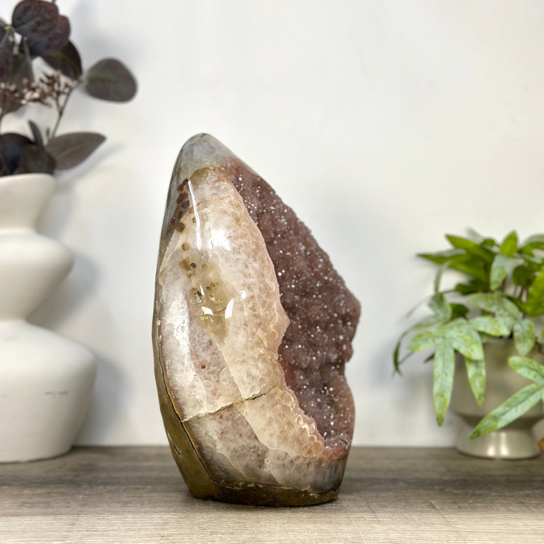 Huge Natural Pink Amethyst Statement Piece with Calcite Formation - CBP1431