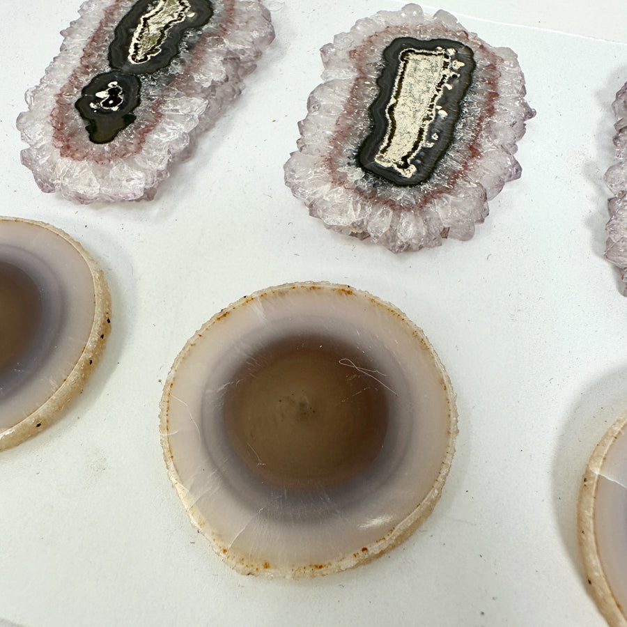 Unique Agate &amp; Quartz Natural Stalactite Slices Set - Natural Crystal for Handmade Jewelry - STS0064
