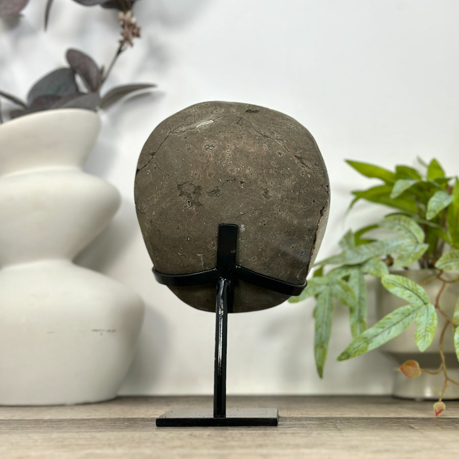 Natural white sugar quartz Geode with Stand - MWS3203