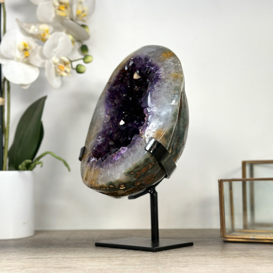 Large Natural Amethyst Geode with Quartz Shell – Deep Purple and Shiny Crystals - MWS2392