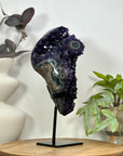 Natural Deep Purple Amethyst Cluster on Metal Stand - MWS3121