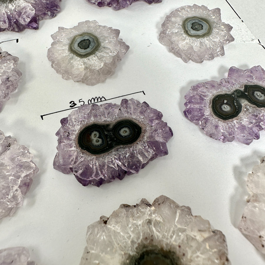 Unique Amethyst Stalactite Slices Set - Natural Crystal for Handmade Jewelry - STS0082