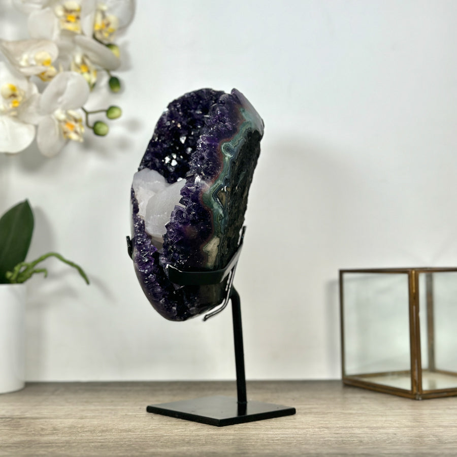 Unique Natural Top Grade Amethyst Geode with Calcite Formation - MWS3027