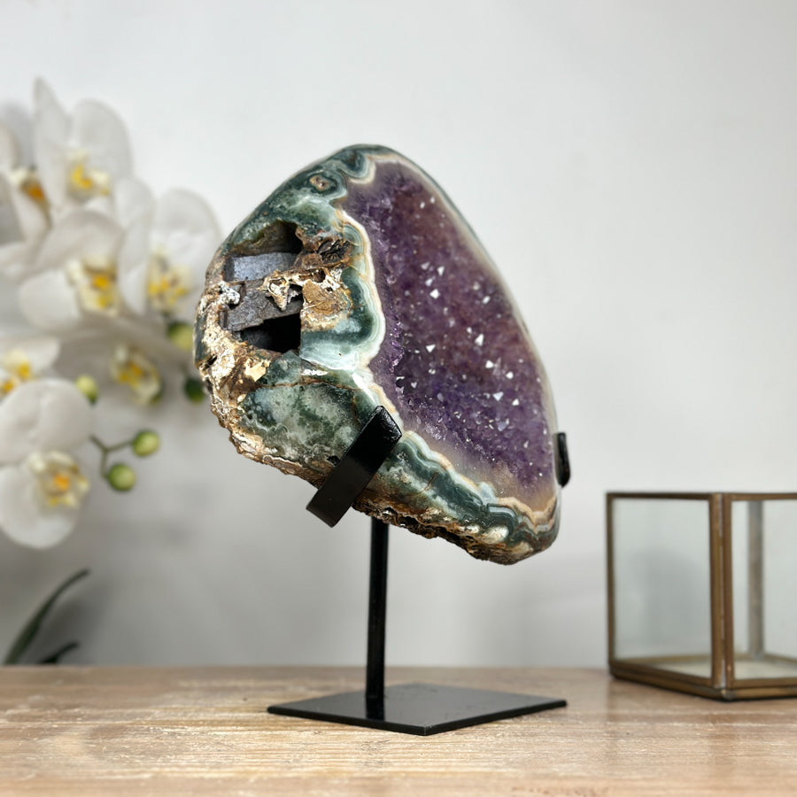 Beautiful Natural Amethyst &amp; Green Jasper Geode - MWS1872