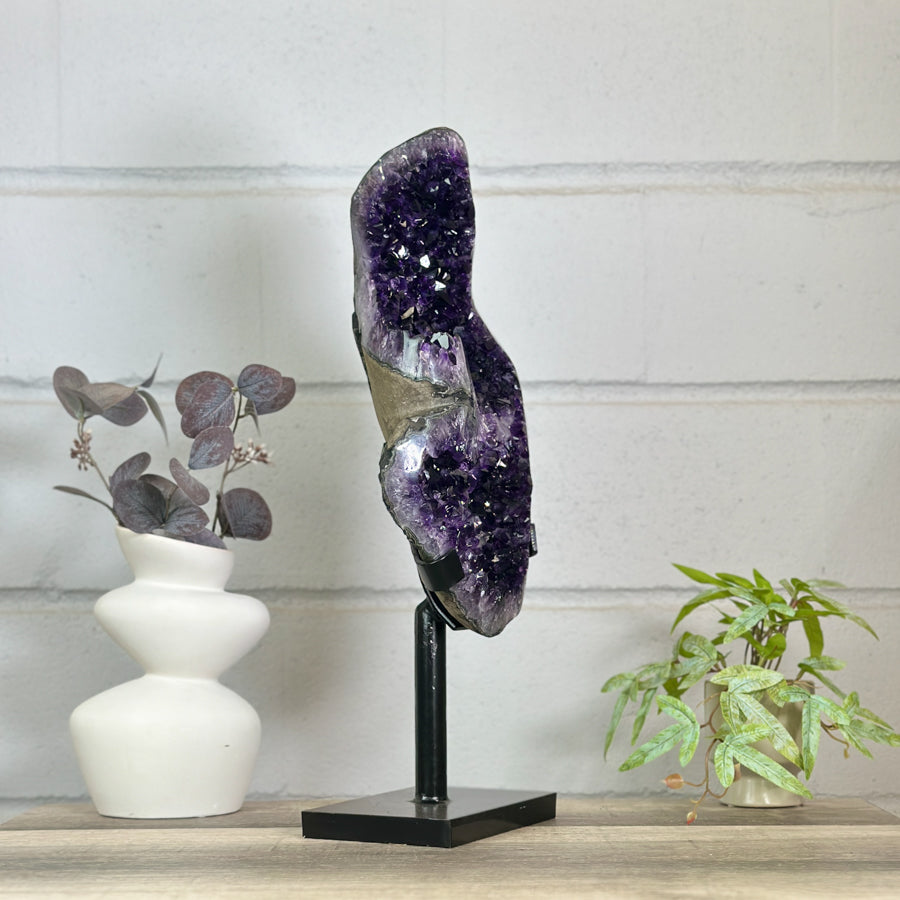 Stunning Natural Deep Purple Amethyst Cluster on Stand - MWS3156