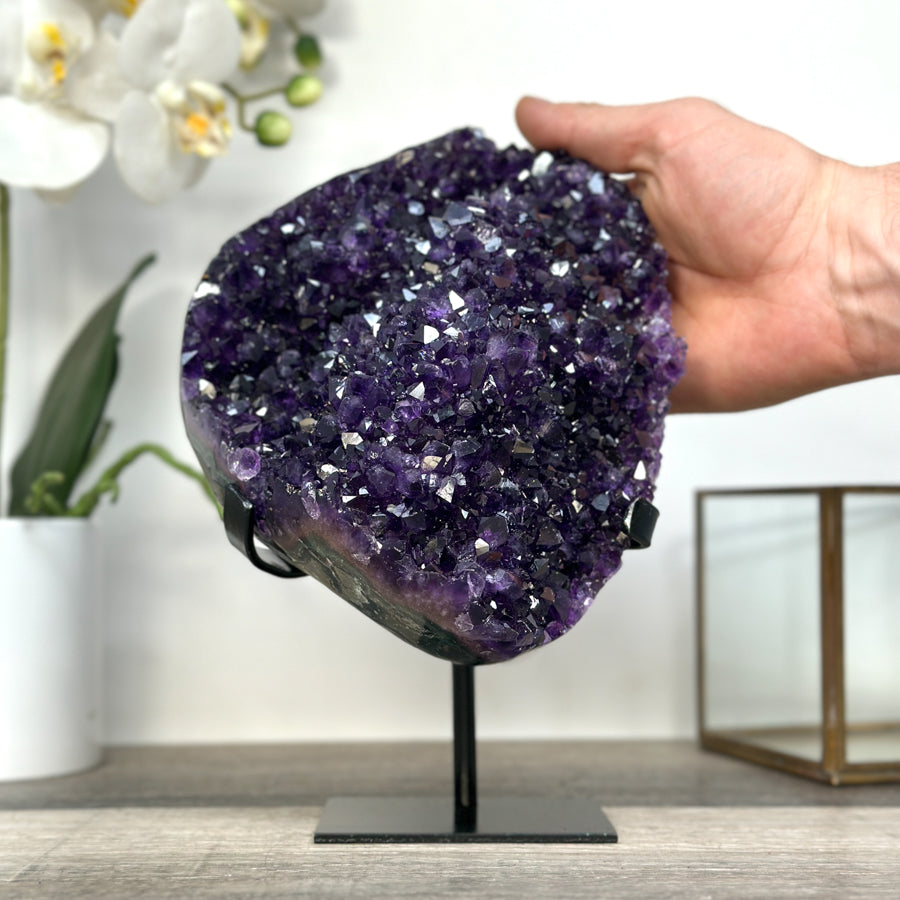 Amethyst Crystal Cluster on Stand – Vibrant Purple for Home Decor Display - MWS2609