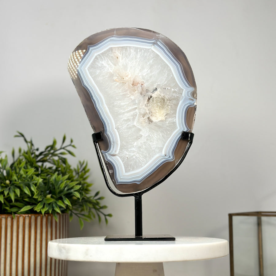 Blue Banded Agate &amp; Quartz Slice - MWS2143