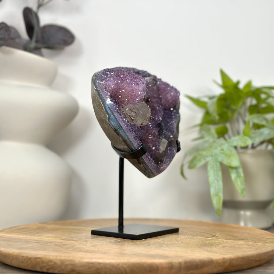Rare Natural Amethyst Cluster with Unique Calcite Formations - MWS3049