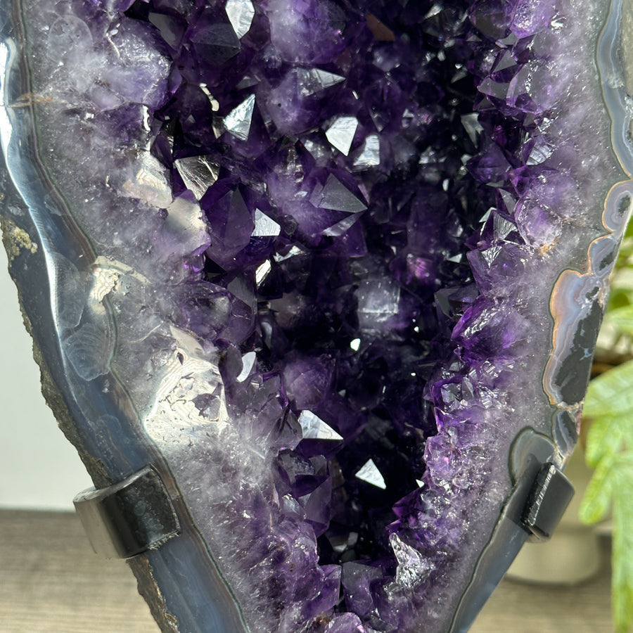 Large Natural Uruguayan Amethyst Geode with blue agate Shell - MWS3091