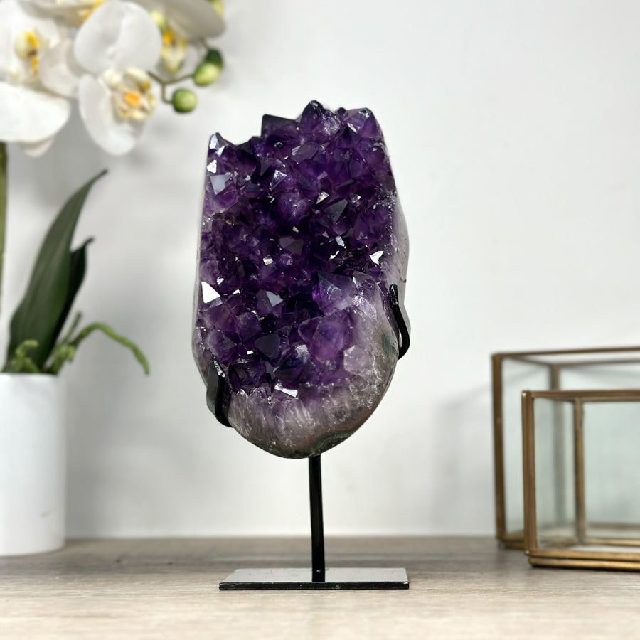 Natural Amethyst Crystal Cluster with Large &amp; Shinny Crystals - MWS2177