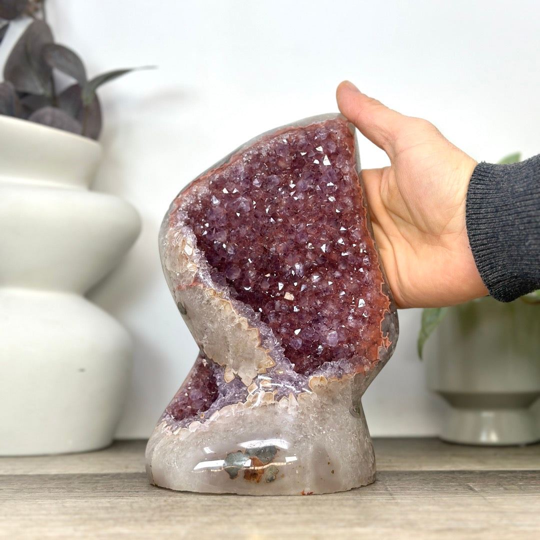 Unique Art Agate &amp; Quartz Geode for Home Decor - Urguayan Statement Piece - CBP1398