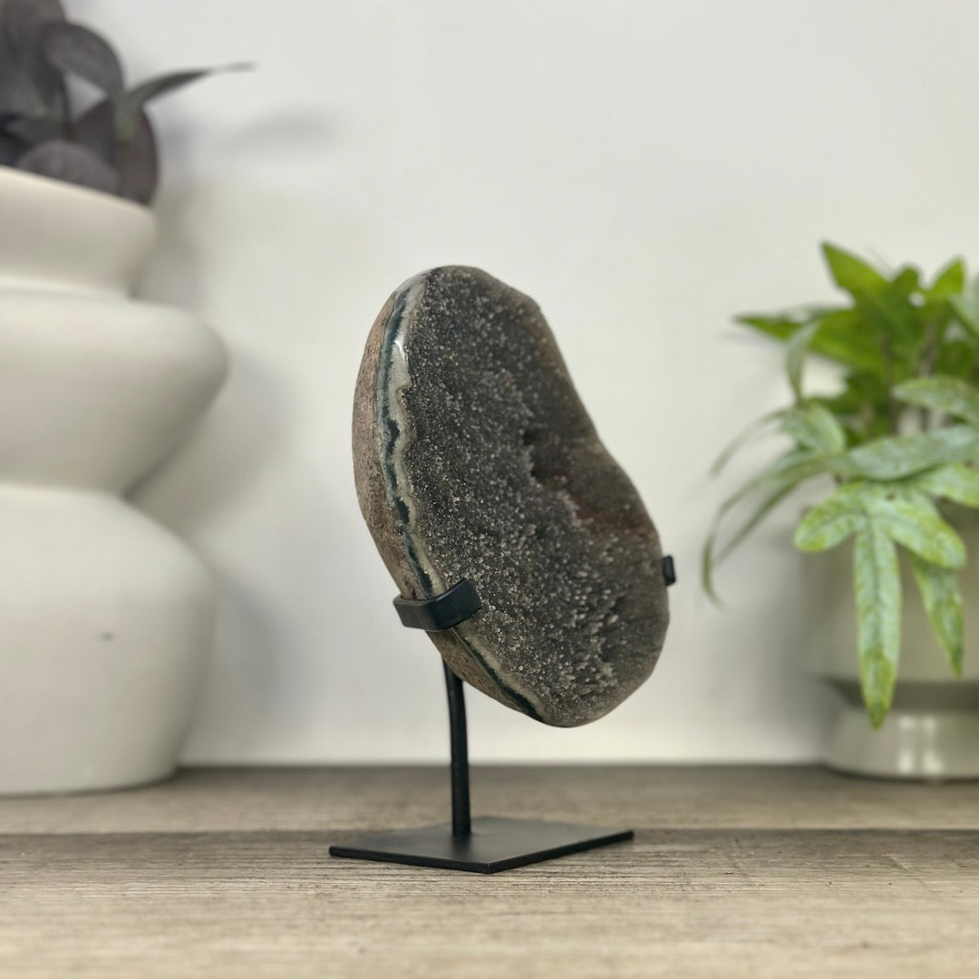 Green Sugar Quartz Cluster on Handmade Metal Stand - MWS3332