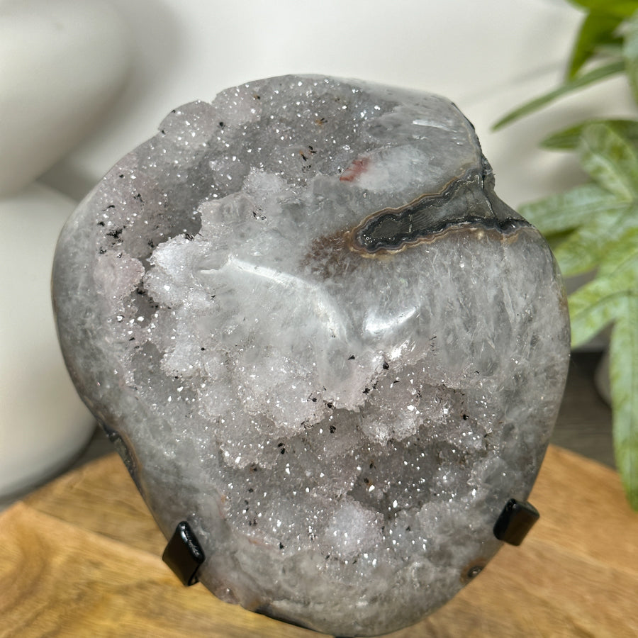 Natural Sugar Quartz Mineral Specimen on Metal Stand - MWS3048
