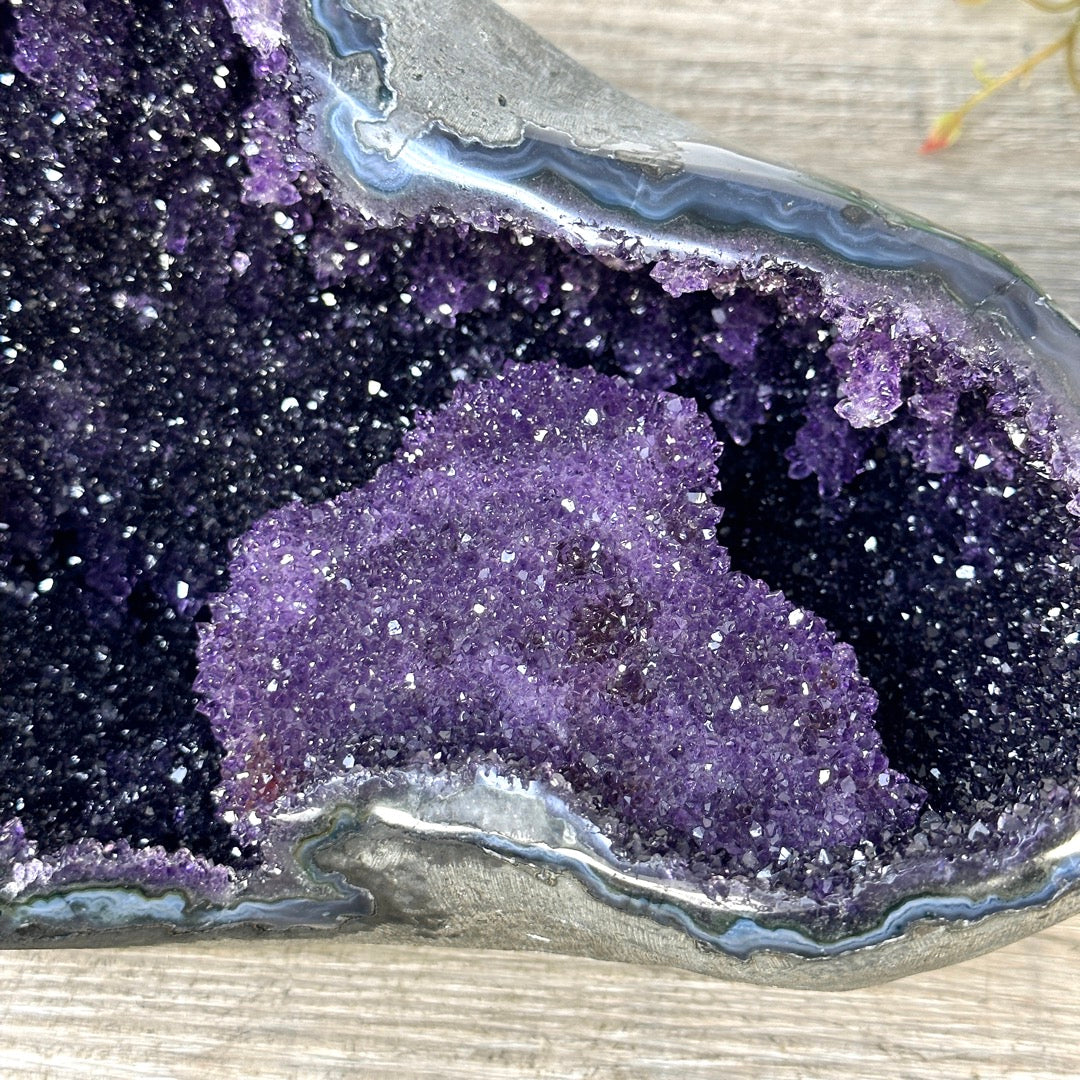 Natural Amethyst Geode with Calcite Crystal Formation - STGE0053