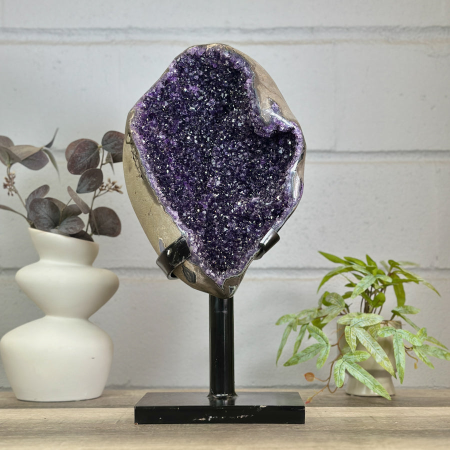 Huge XL Natural Amethyst Geode on Metal Stand - MWS3145