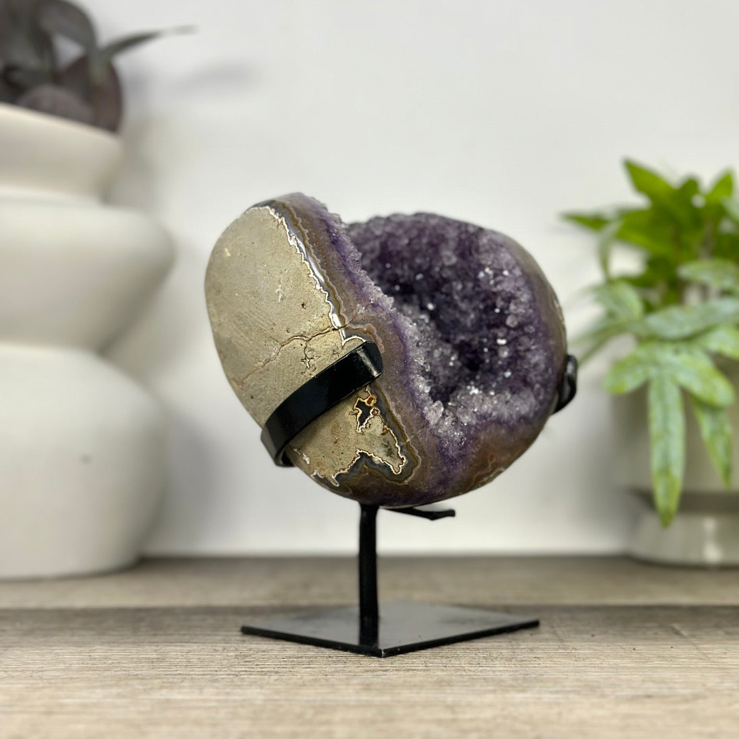 Natural Amethyst Geode on Metal Stand - MWS3327
