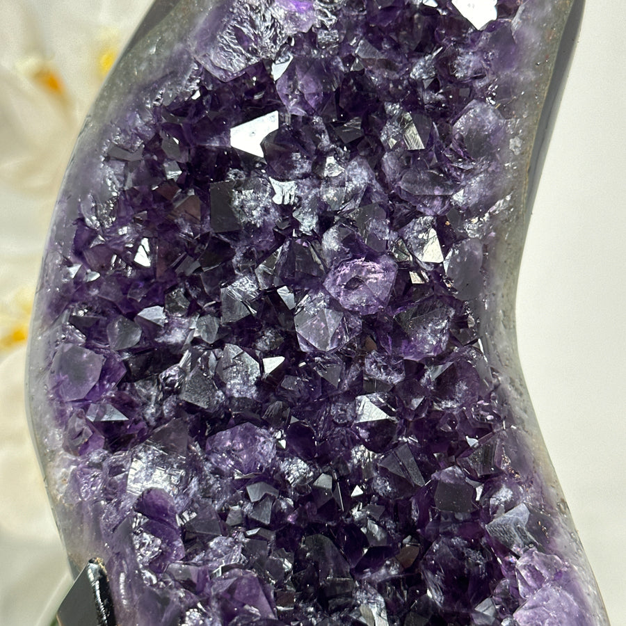 AAA Grade Natural Amethyst Cluster with Metal Stand - MWS1878