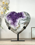 XL Natural Amethyst & Quartz Stone Heart Carving from Uruguay - HST0320