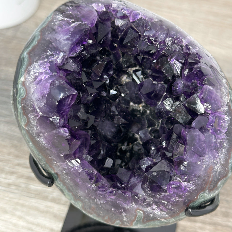 Deep Purple Amethyst Geode with Green Jasper Shell - MWS2174