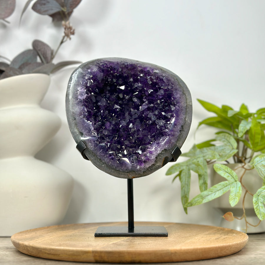 Uruguayan Amethyst Geode on Metal Stand - MWS3105